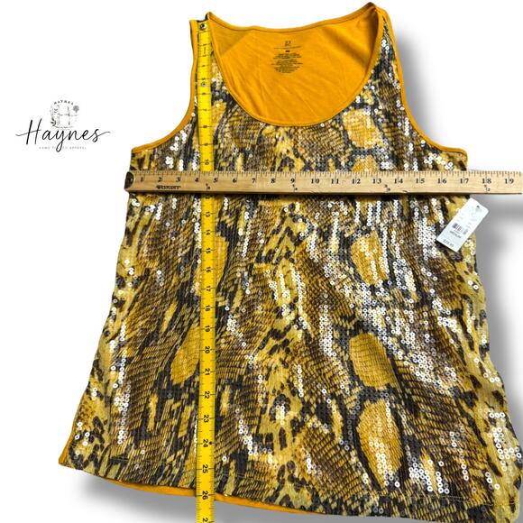 NY&C | New York &Co Nwt animal print yellow sequins tank M {158} - Picture 2 of 5
